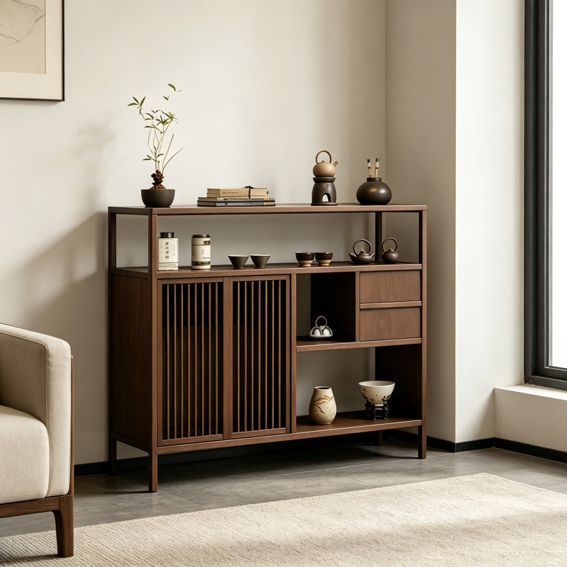 Buffet en bois de frêne, H 35,43 po x l 55,12 po x P 14,96 po
