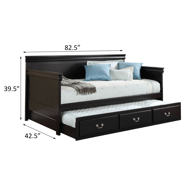Titus Twin Platform Daybed With Trundle, Black