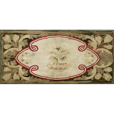 Tapis en laine antique American Hooked Ivory