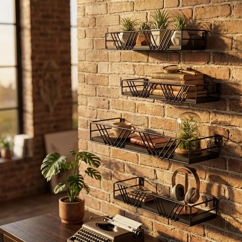 4 Piece Wood Floating Shelf