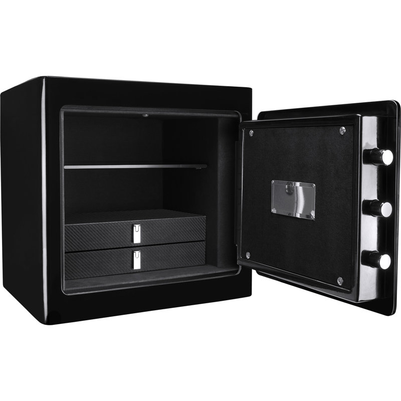 Coffre-fort - 1,01 pi³ noir avec tablette amovible et coffre-fort en acier à DEL