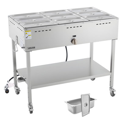 Commercial Propane Steam Table 9-Pan Outdoor Food Warmer Stainless Steel
