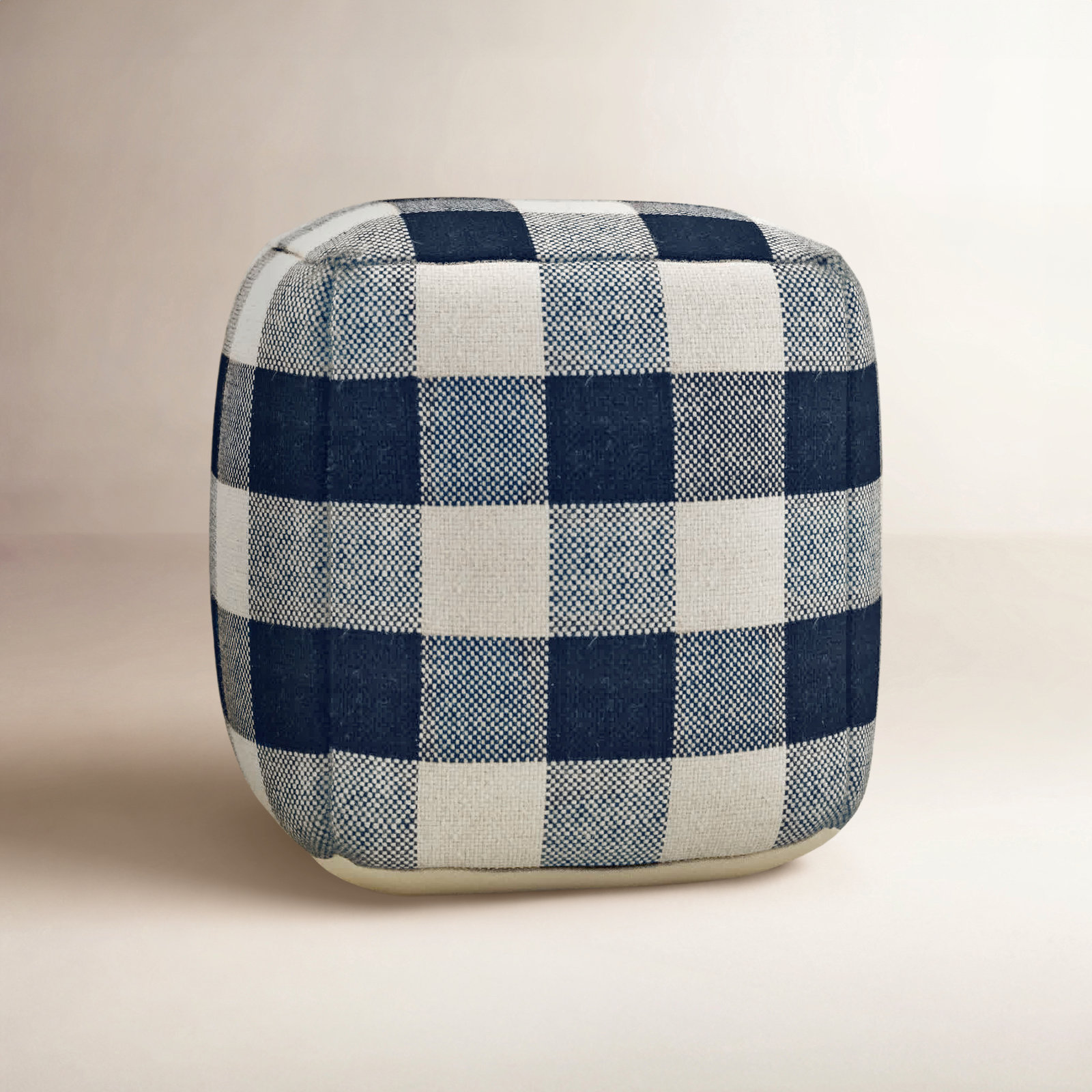 Guinda Upholstered Pouf, Navy Blue