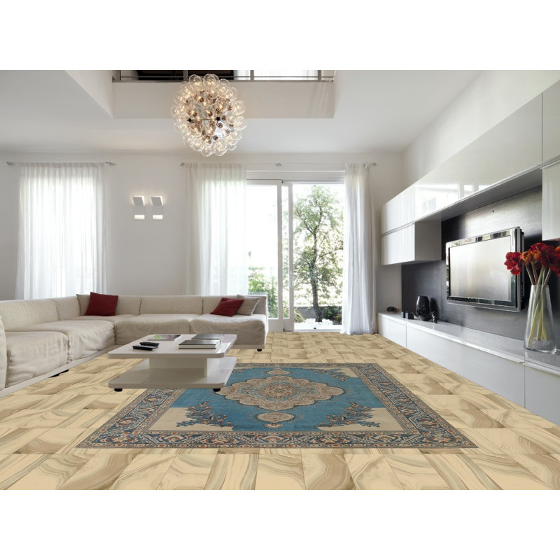 Tapis traditionnel bleu en laine rétro 10 x 13