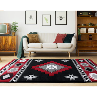 Tapis rouge à motif géométrique Sheridan