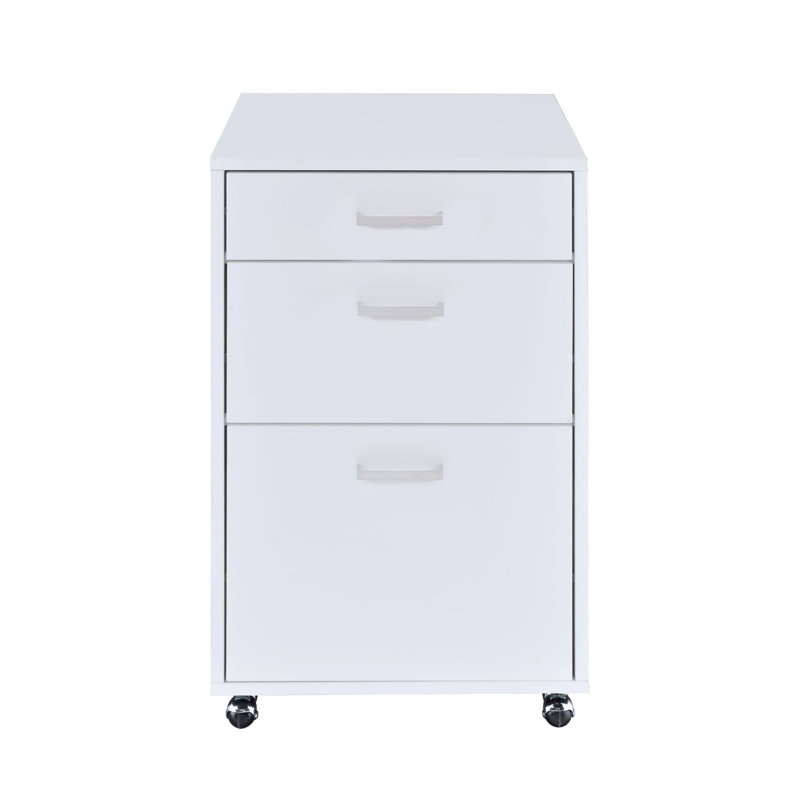 High Gloss & Chrome Finish File Cabinet, White