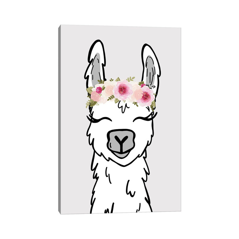 Floral Crown Llama by Katie Bryant - Wrapped Canvas Gallery-Wrapped Canvas Giclée, 152.5 cm H x 101.5 cm W