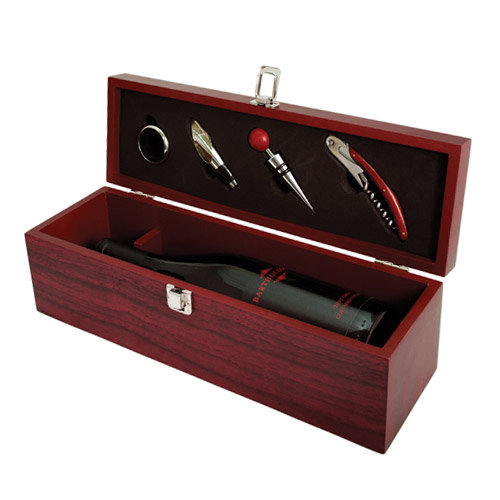 Luxurious Cherry Wood Wine Accessory Gift Set with Padded Insert