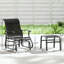 Ensemble de fauteuil oscillant d'extérieur et repose-pieds avec filet (noir)-2134782774