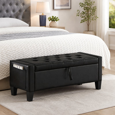 Banc repose-pieds capitonné avec rangement et charnière de sécurité, siège d'entrée de 350 lb pour le salon et la chambre à coucher
