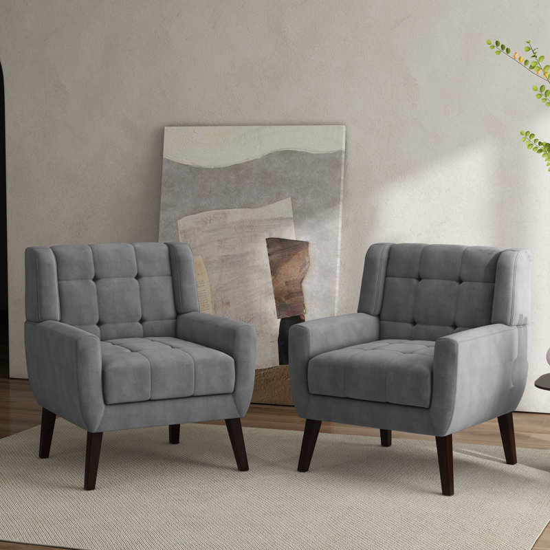 Fauteuil d'appoint Jaqueze, Velours gris velours