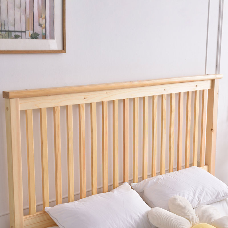 Lit plateforme en bois massif Scheller, Naturel, Double