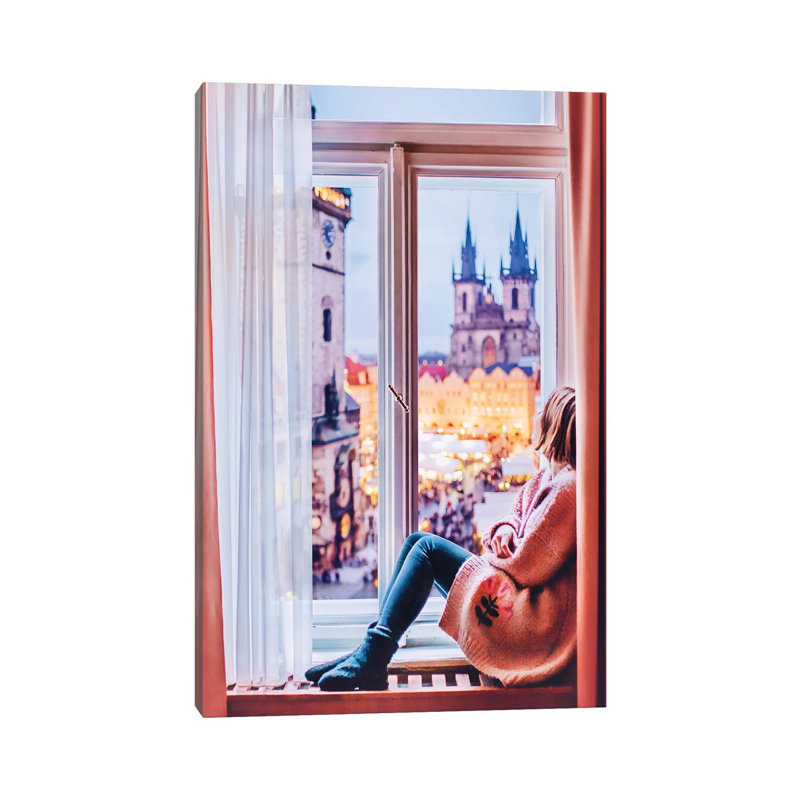 Vue de Prague par Hobopeeba-impression, Toile tendue, Pas de tapis, H 26 po x l 18 po x 1,5 po