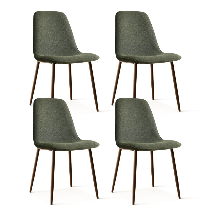 Jozwiak Upholstered Side Chair with Metal Legs, Olive