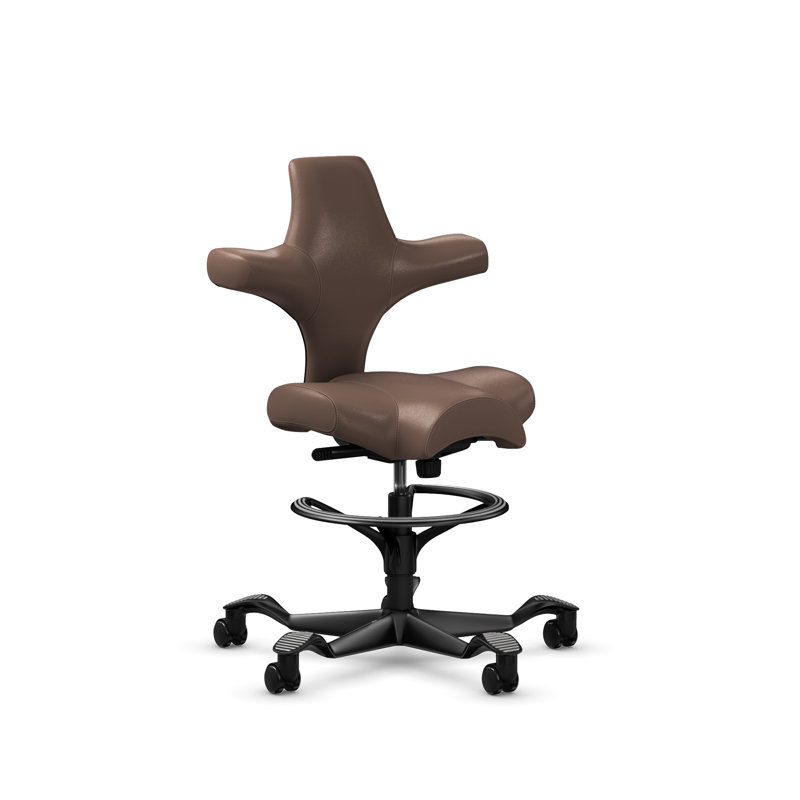  Fauteuil assis-debout avec repose-pieds HœG Capisco, Noir, Acajou brun 