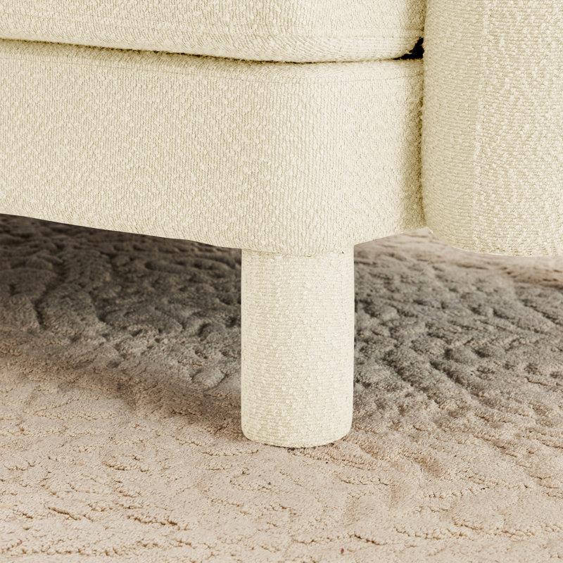 Canapé-lit 2 places Boucle en tissu avec accoudoirs en forme de coquillage et pieds cylindriques enveloppés de tissu, idéal pour les espaces de vie variés