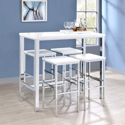 High Gloss And Chrome 5-Piece Bar Set