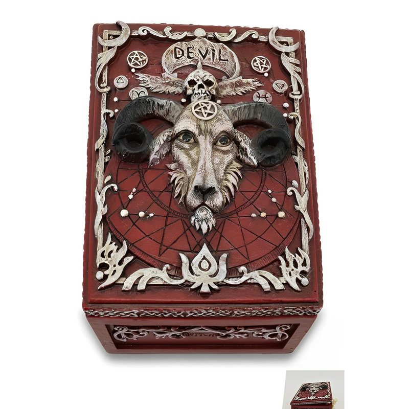 5"W Red Goat Trinket Box Figurine