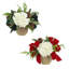 Two Holiday Hydrangea Arrangements with Evergreen and Bows-664096394