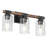 3-Light Bulbs Elegant Wood-Grain Style Bubble Glass Vanity Light