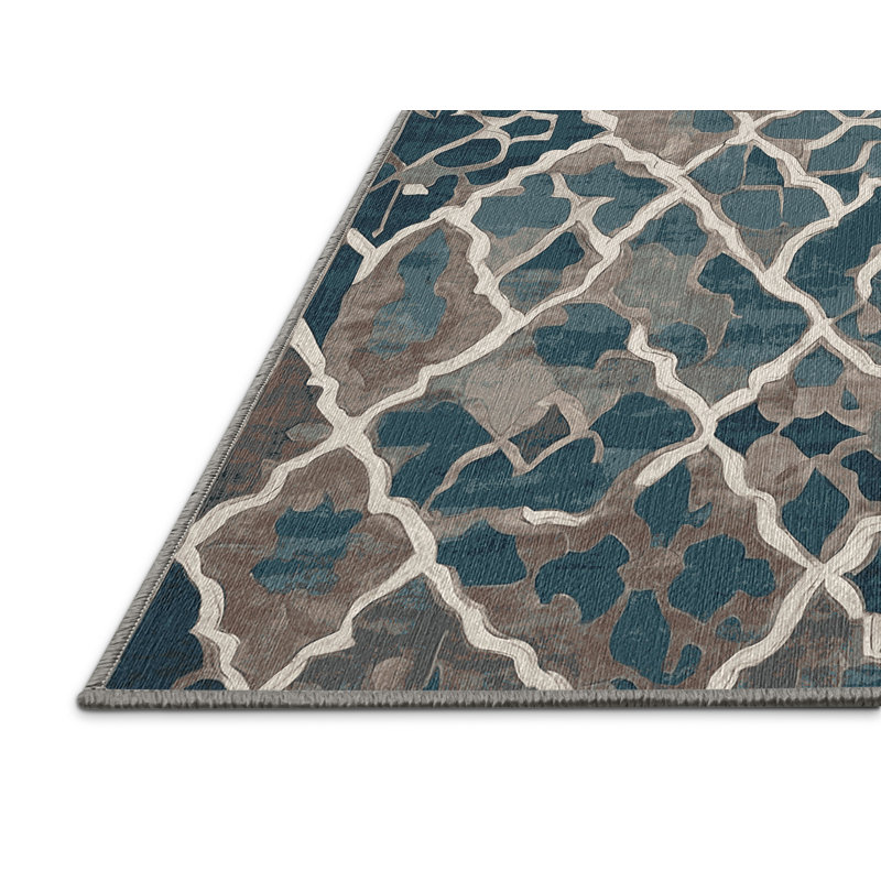 Machine Washable Gray Area Rug, Round 5'