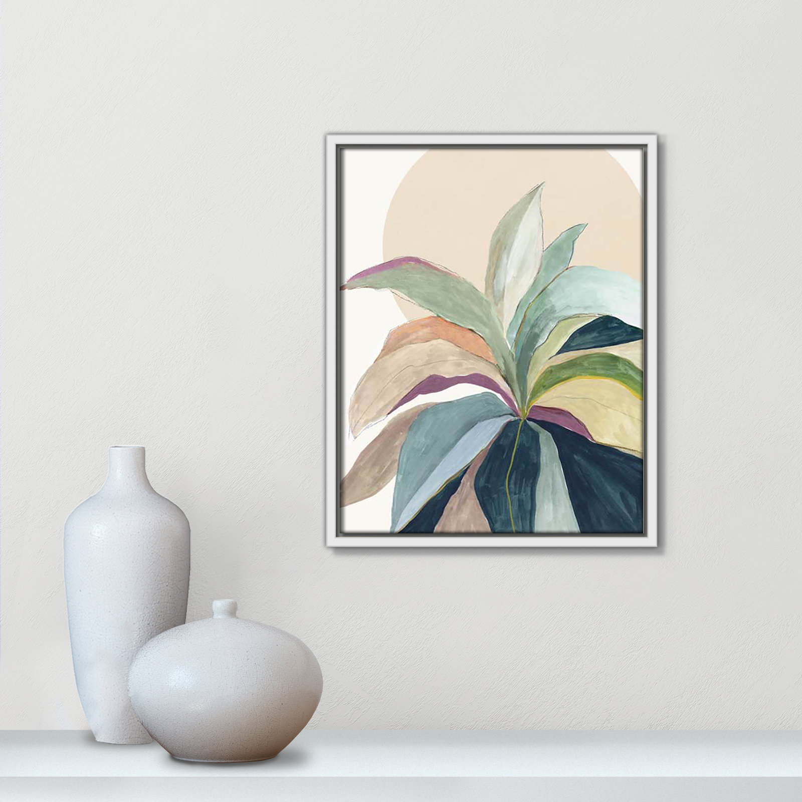 Sherbrooke Sunny Bright Leaves II by Asia Jensen Print, No Mat, White Floater Framed, 15.5" H x 12.5" W x 2" D
