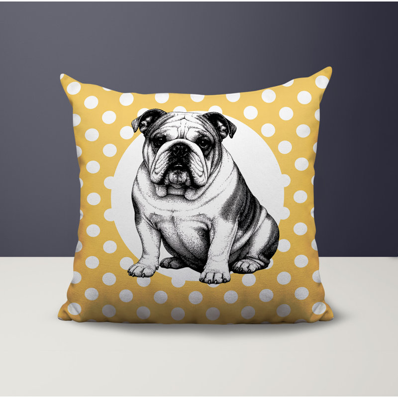 Oreiller réversible intérieur / extérieur Bulldog, 20x20, Jaune