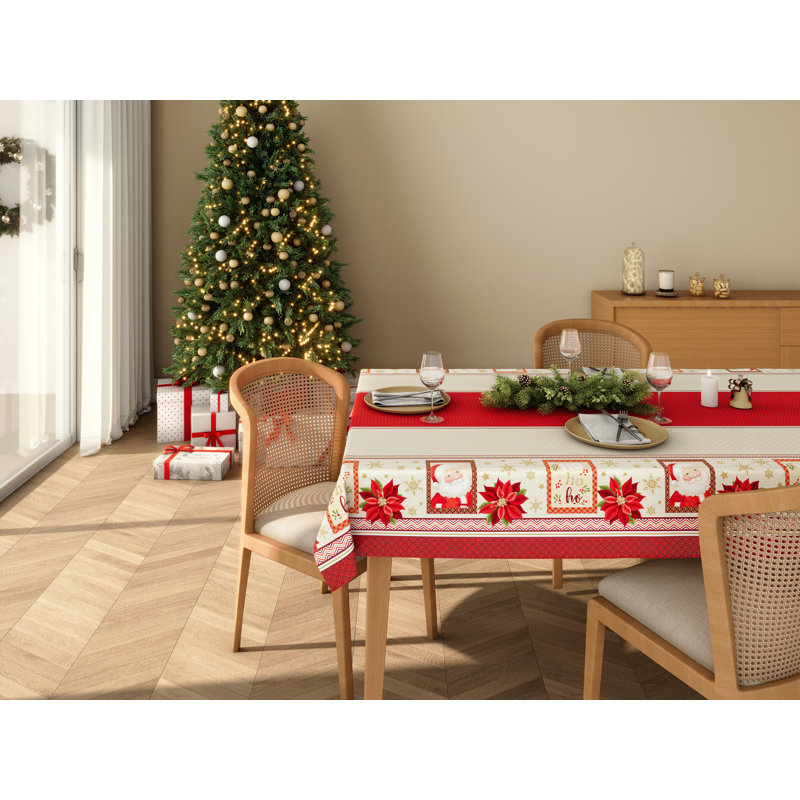 Jealyn Floral Christmas Cotton Tablecloth, 55" Square