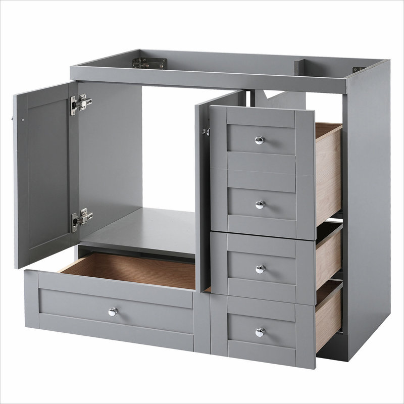 Meuble-lavabo de salle de bain sans lavabo, base d'armoire seulement, meuble-lavabo (lavabo non inclus), Gris