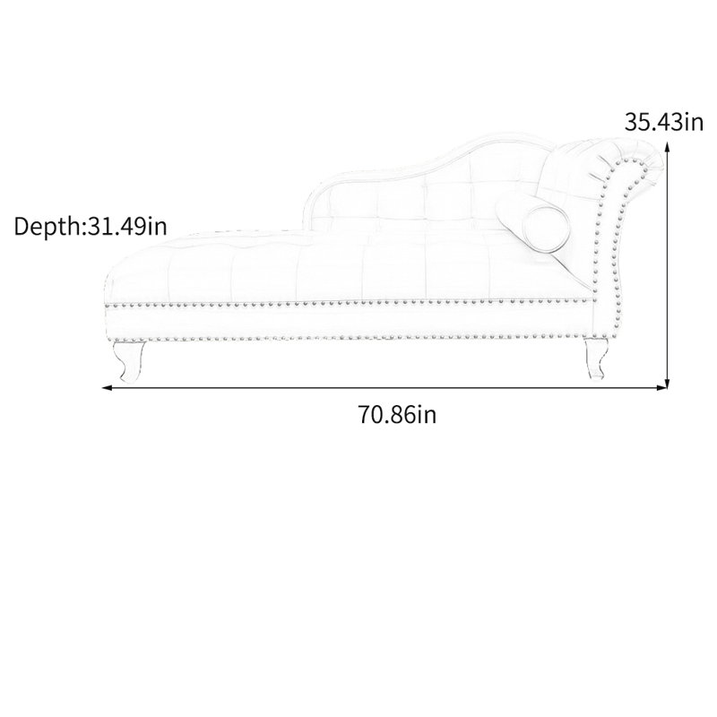 Chaise longue en similicuir tendance et simple, Orienté à droite