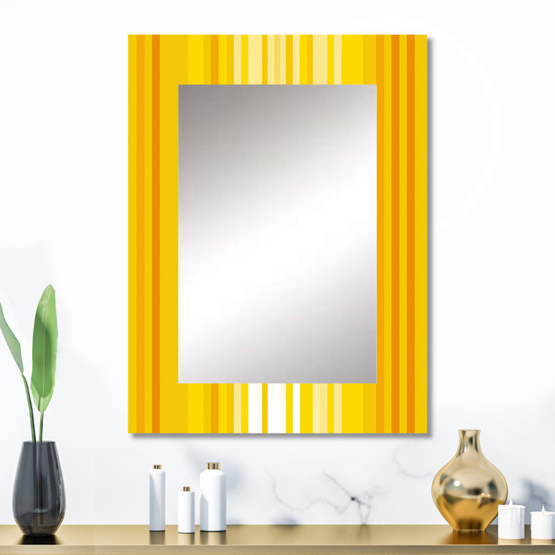 Sunshine Philosophy of Life Minimal Yellow - Geometric Wall Mirror, Yellow Decorative Mirror, Printed Metal Art, 32" x 24"