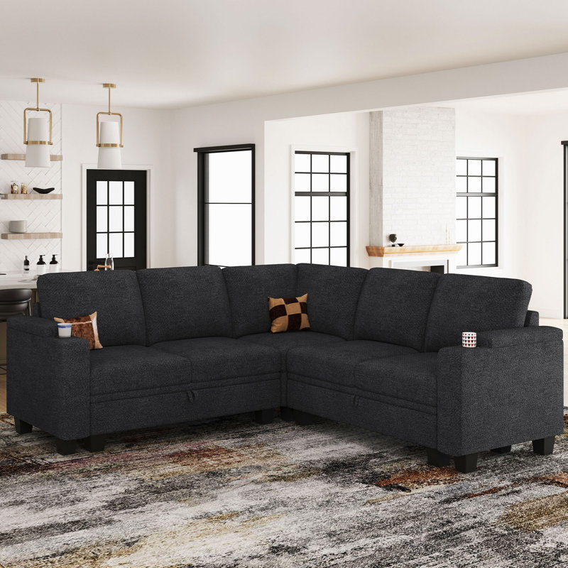 Canapé de rangement modulaire en forme de L en forme de chenille pour 4 personnes avec coussin amovible lavable Penveloppa