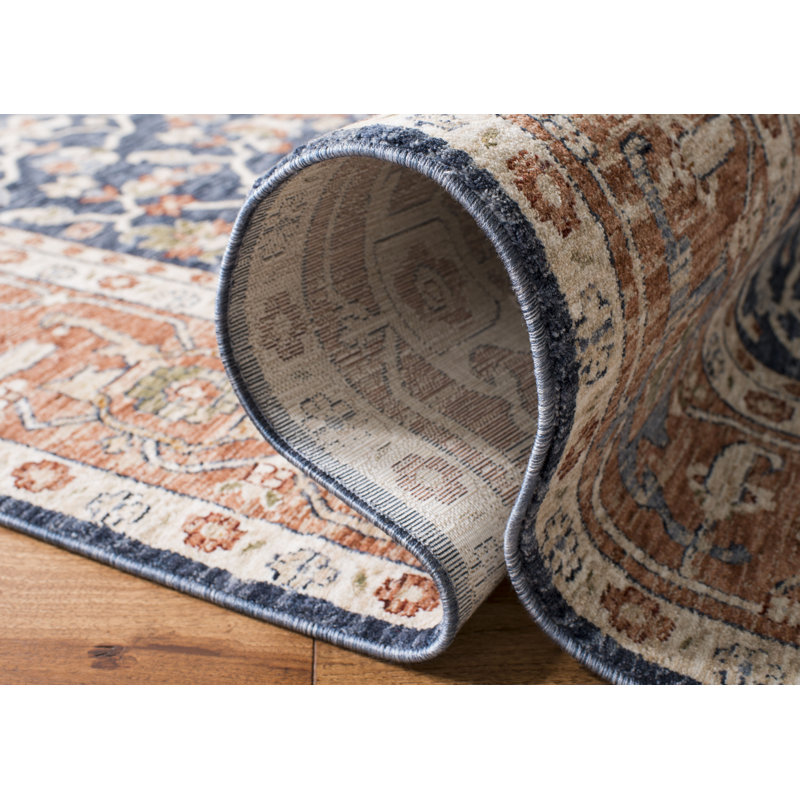 Lauren Ralph Lauren Navy Beige Hand-Knotted Synthetic Rug 4' x 6'