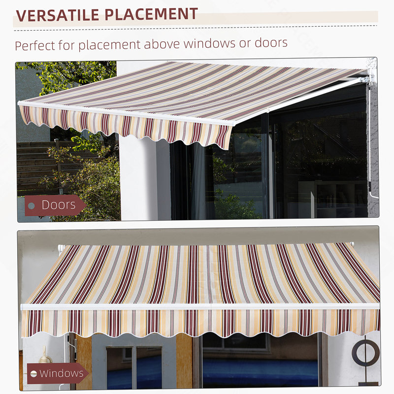 Versatile Retractable Patio Awning For Outdoor Protection And Style, 0.2" H x 10" W x 8" D, Beige/Red