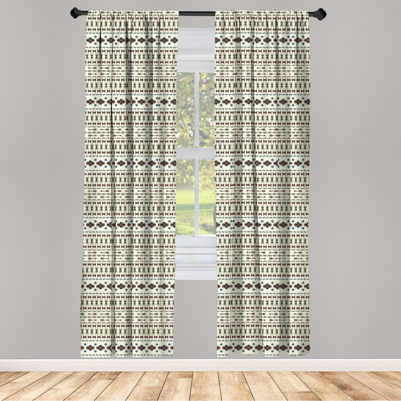 Tribal Geometric Semi-Sheer Rod Pocket Curtain Panels, 28" x 95"