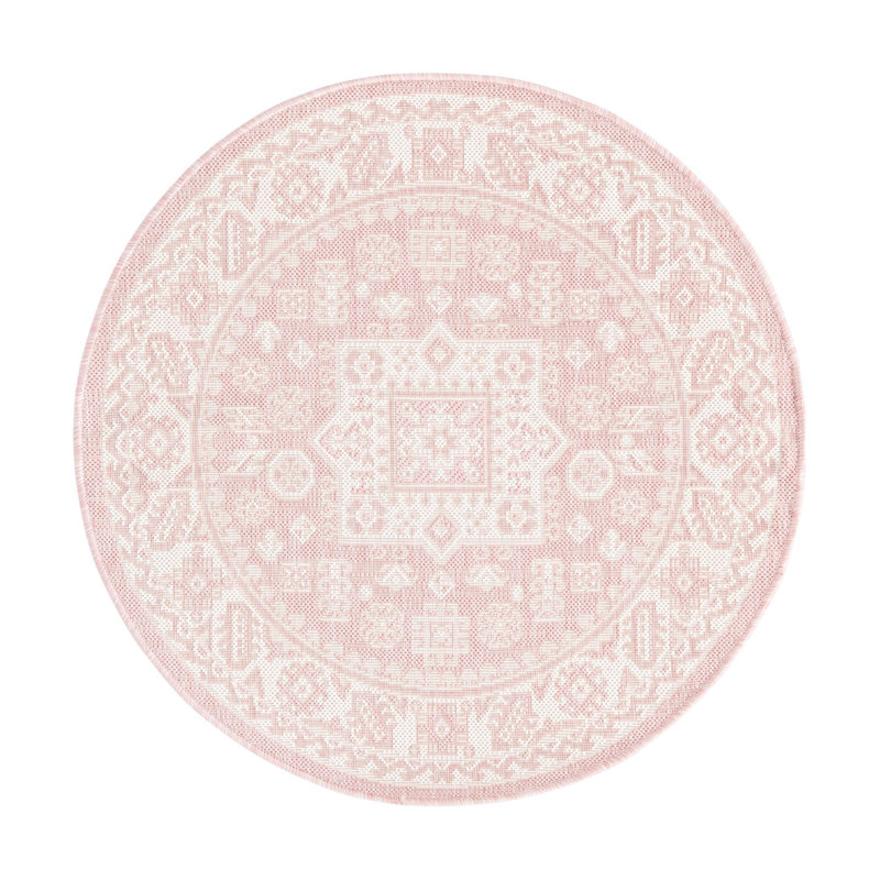 Tapis rose d'intérieur / extérieur Danera, Rond 3 pi 3 po