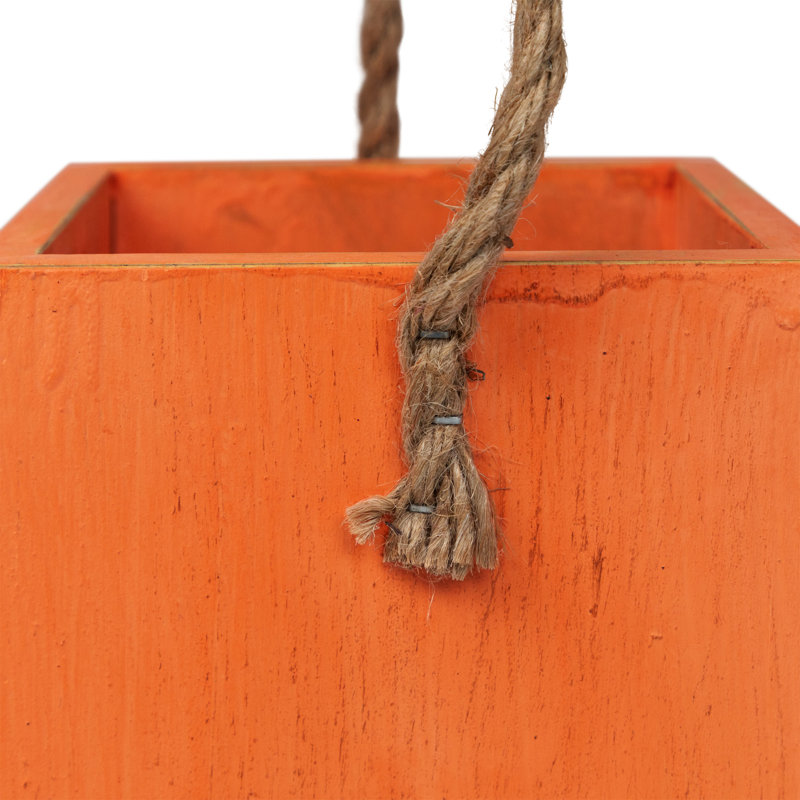 8" Large Orange Wood Jack O Lantern Halloween Candle Lantern