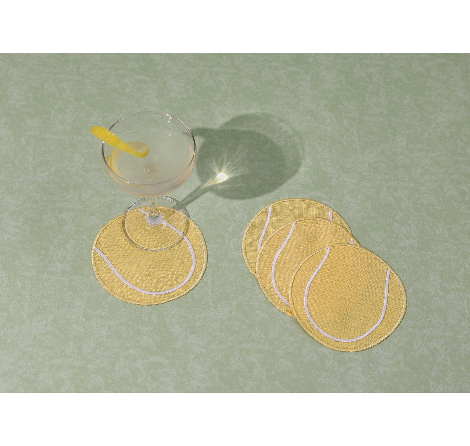 Tennis Ball Linen Cocktail Napkins - Thumbnail 5