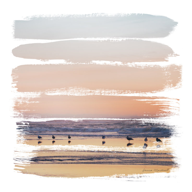 Sunset Stripes II by Laura Marshall - No Frame Print on Canvas, 30cm H x 30cm W
