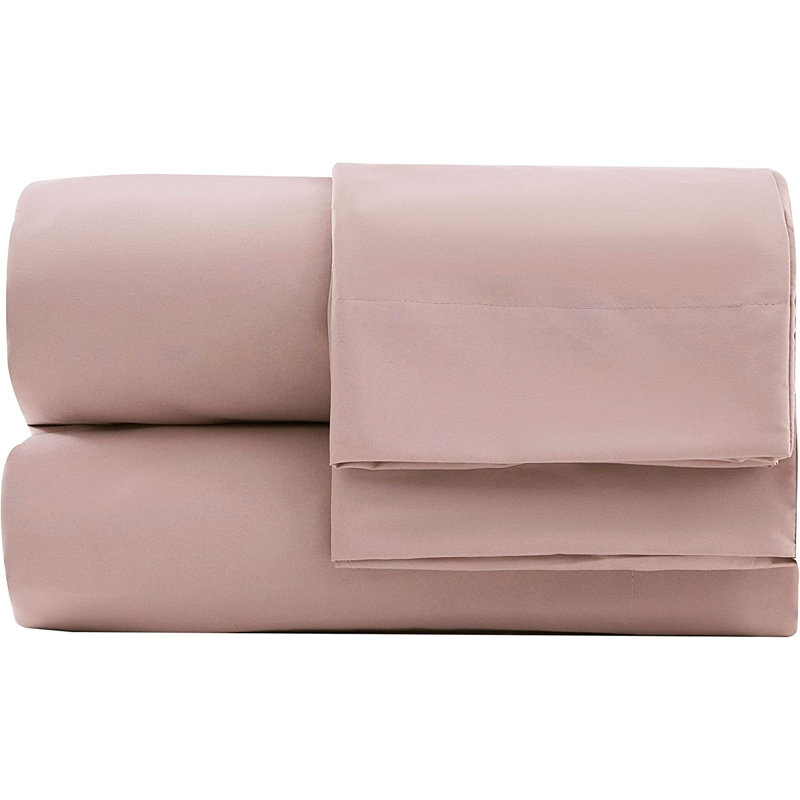 Washed Microfiber Bedding Microfiber Sheet Set, Cal.King Sheet Set + Fitted Sheet + 2 Pillowcases, Woodrose