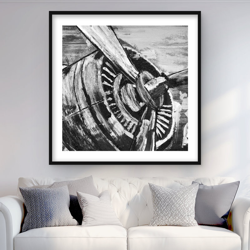Imprimé d'hélice d'avion rétro | Art encadré, H 36 po x l 36 po