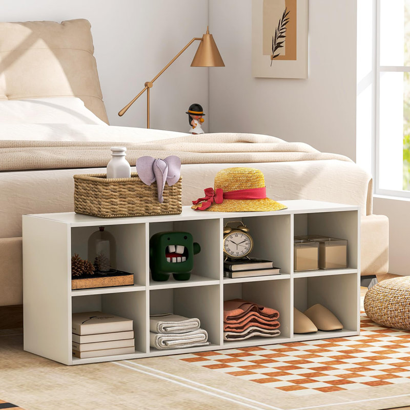 Banc de rangement pour 8 casiers à chaussures, rangement pour chaussures d'une capacité de poids de 500 lb, armoire à chaussures polyvalente pour vestibule, couloir, chambre à coucher et salon