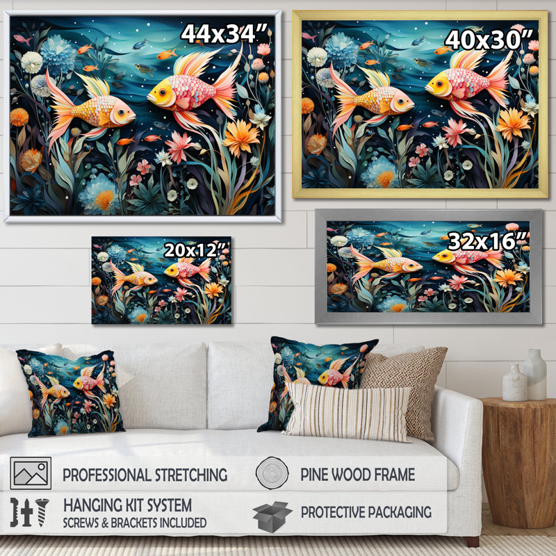 " Fishing Whimsical Waters II ", Toile tendue, H 30 po x l 40 po