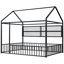 Lit double pleine grandeur en métal, noir. Clôture et tablettes pour une chambre à coucher élégante. Structure de lit stable de 77,7 po x l 55,6 po x l 66,9 po, avec structure-1813673782-1813673780