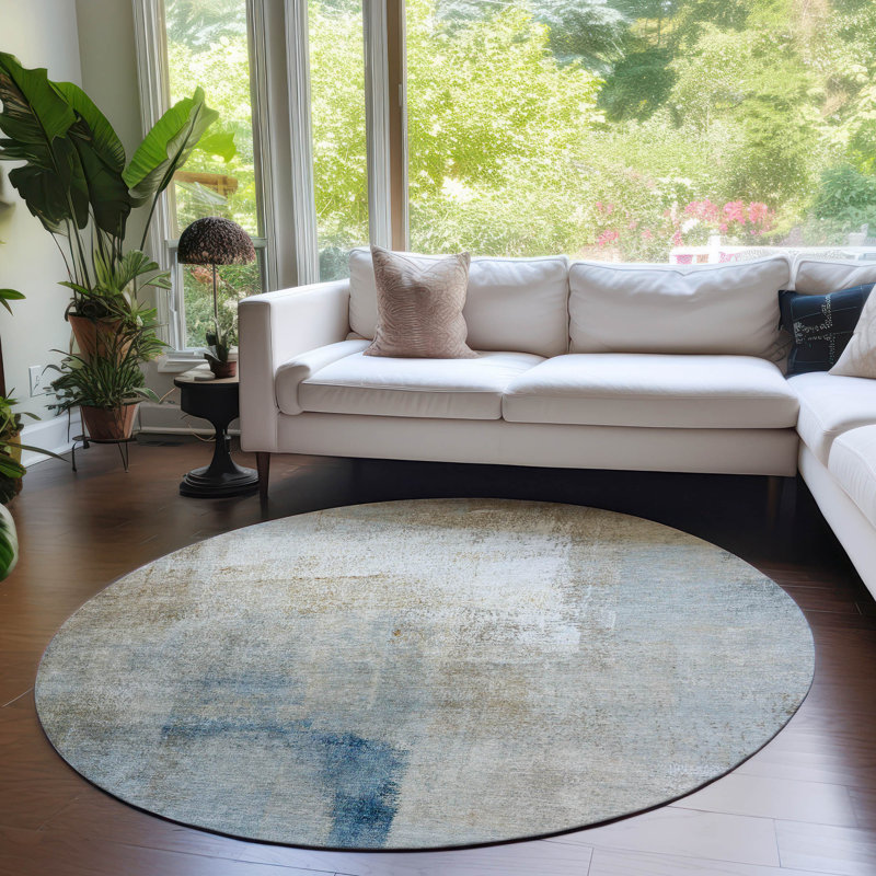 Tapis intérieur / extérieur rectangulaire avec envers antidérapant Lamanna, Rond 8 pi