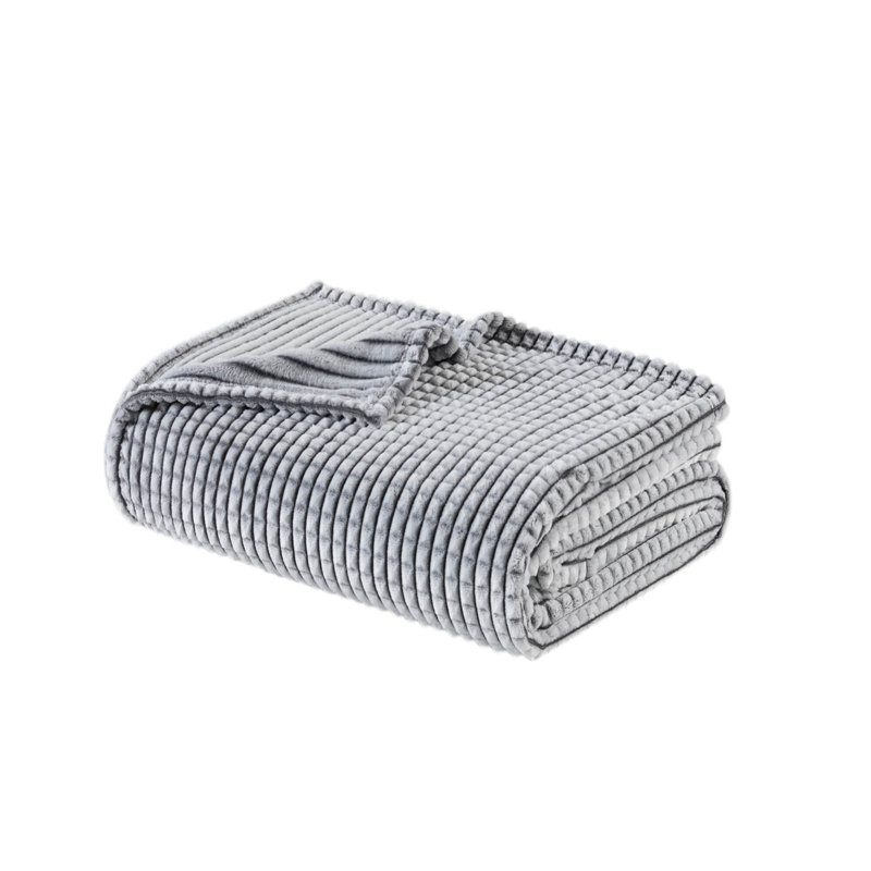 Couverture en peluche sculptée, Complet/Double, Coton bleu marine