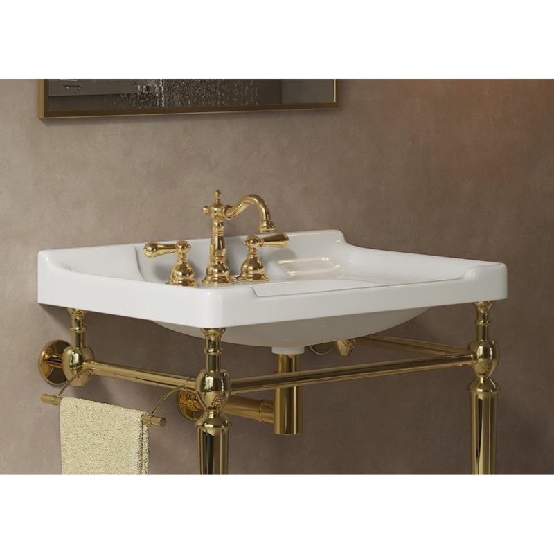 Structure de pied de console de meuble-lavabo autoportante en acier inoxydable chromé 28 pouces, Blanc, Blanc