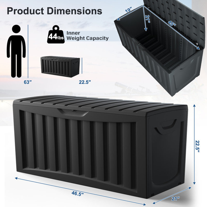 Banc de rangement en plastique résistant à l'eau avec roulettes 90 gallons ONFRJFVR