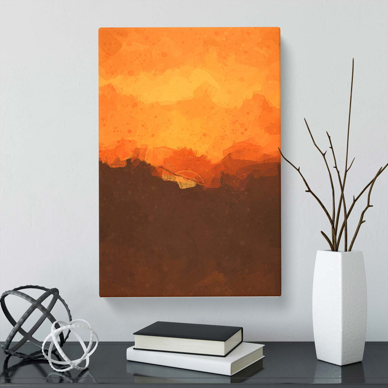 Orange Sunset Abstract Art - Wrapped Canvas, 60cm H x 40cm W x 3cm D