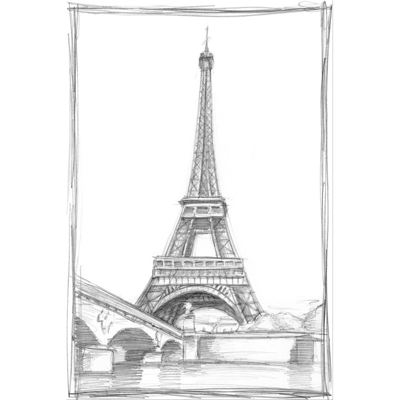 Tour Eiffel depuis la seine, H 12 po x l 8 po x P 1,25 po